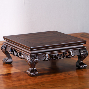 黑檀木底座红木工艺品摆件底座实木正方奇石头花盆景佛像茶壶木托