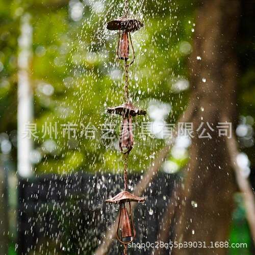 金属蘑菇雨链，金属蘑菇风铃，金属排水沟链，雨水收集链，蘑