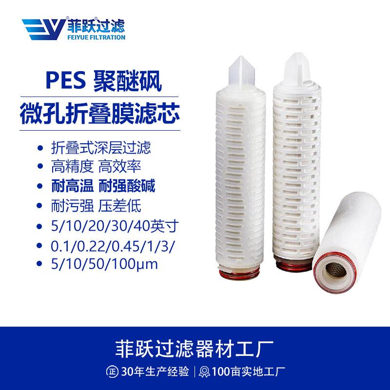 聚醚砜滤芯PES微孔折叠滤芯耐腐蚀耐高温液体除菌蒸汽灭菌滤芯