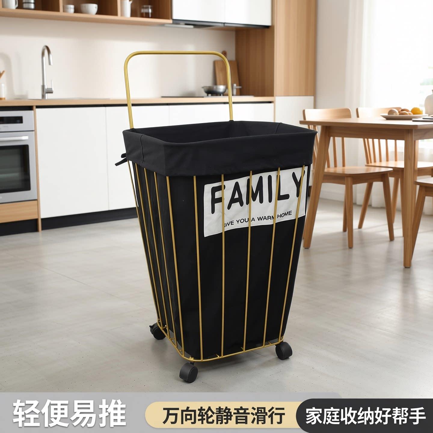家用金属买菜推车加强框架万向轮 可拆洗金色推车商超家用两用