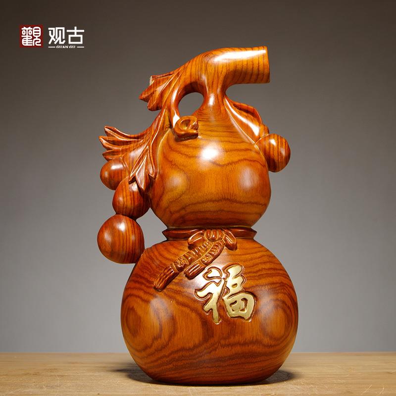 实木质雕刻葫芦摆件花梨木雕刻工艺品家居客厅办公室装饰新居送礼