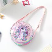 Shoulder Bags Unicorn Cute Sequined Shape Colorful Pur Round