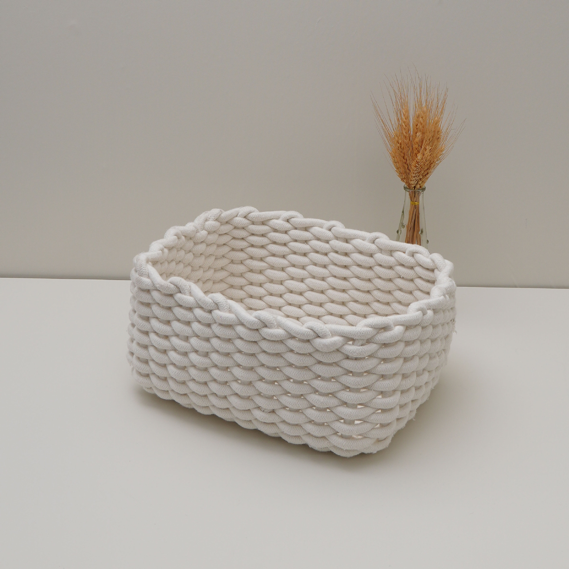 化妆品杂物把手编织收纳首饰盒