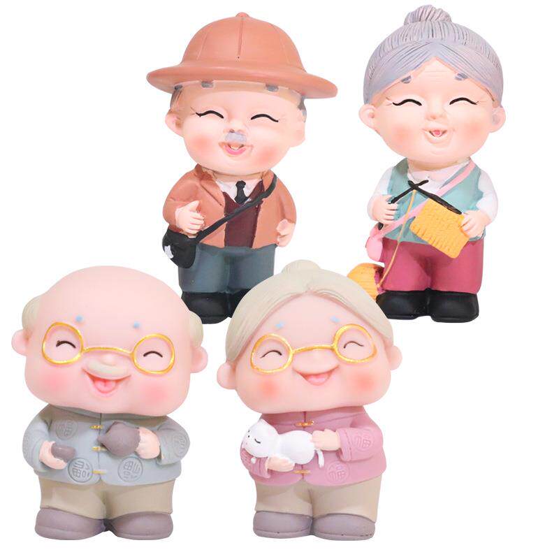 老头老太太蛋糕装饰摆件公仔温馨老年人生日蛋糕配件祝寿爷爷奶奶