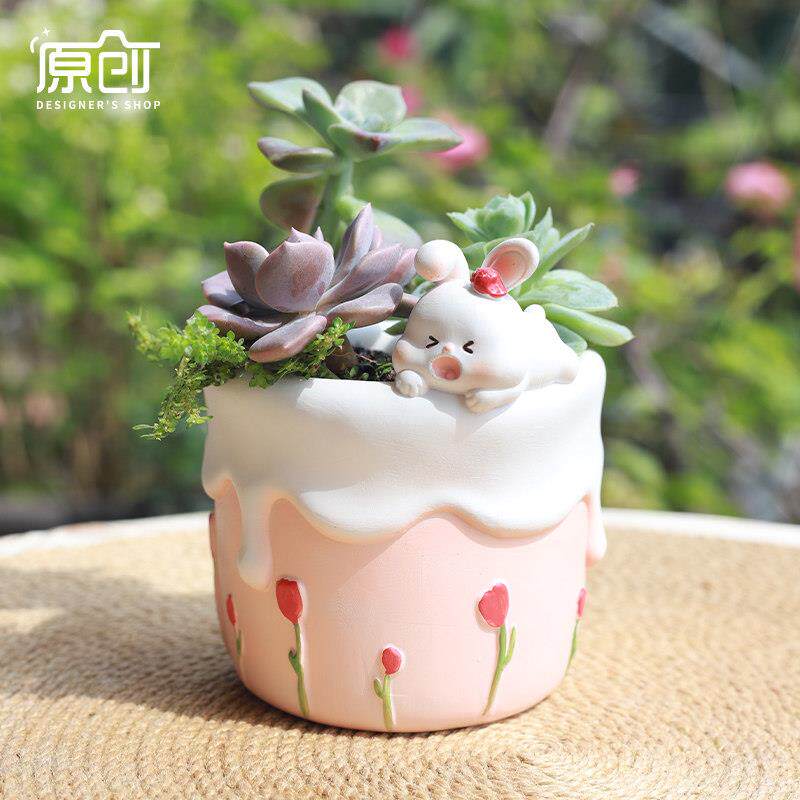多肉花盆小号可爱卡通小动物个性创意造型精致多肉植物专用小花盆