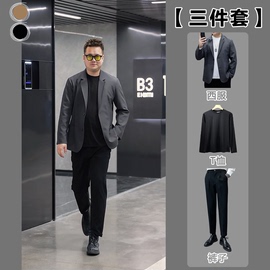 三件套秋季男士大码高端西服，套装休闲商务正装，高品质西装k350