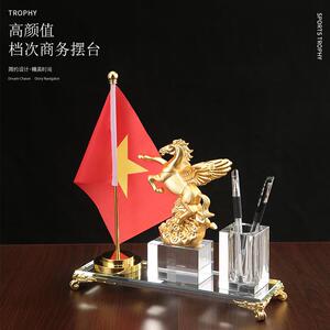 轻奢高级办公桌摆件高档装饰收纳笔筒五星红旗公司活动纪念品创意