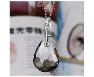 奥地利水晶专柜款灰色水滴项链泪滴吊坠 987377 女 锁骨项坠 礼盒