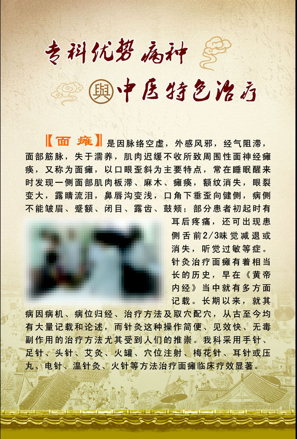 566海报印制446古典背景针灸的功效艾灸养生专中医面瘫图片素材