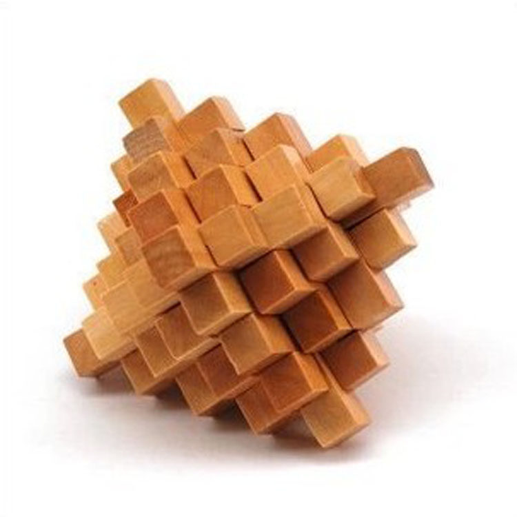 木质儿童成人益智玩具 孔明锁鲁班球类锁 原色菠萝锁