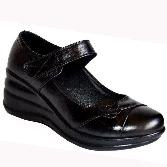 新款妈妈鞋圆头女鞋平底浅口女单鞋春秋鞋高坡跟工作鞋魔术贴女鞋,女鞋,浅口单鞋,淘宝优惠券,粉丝福利购,淘宝优惠卷