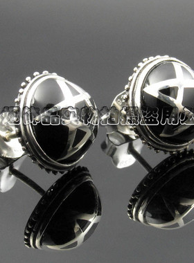 紫烟促销 925银原版 大号Alex Streeter黑色五芒星耳钉（单只）