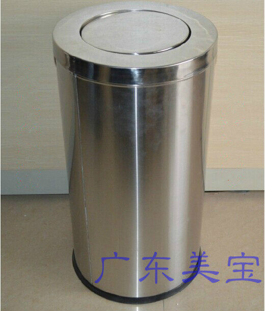 商场影院餐厅万达广场圆形带摇翻弹盖不锈钢大号港式垃圾回收桶筒