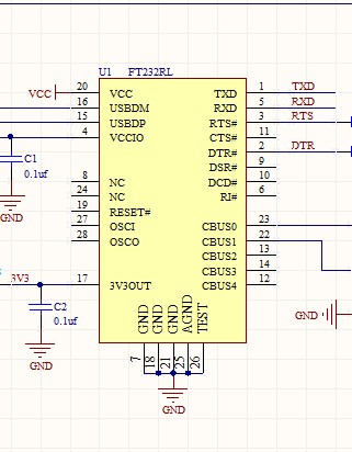 FT232RL USB转串口TTL原理图PCB FT232 USB转TTL USB/RS232 FT232