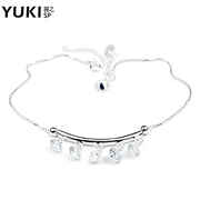 YUKI silver anklets ladies 925 Silver jewelry Korean style Crystal Flash drilling girlfriend melody temperament lover gifts