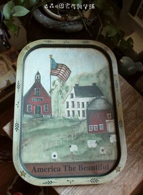 铁艺彩绘美式乡村风家居装饰托盘