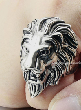 时尚风狮子头钛钢戒指