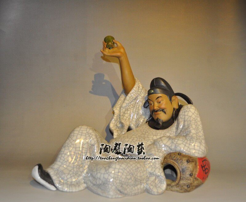 醉酒李白太白陶瓷工艺石湾公仔家居玄关博古架酒庄园林中式摆件