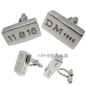 尊荣22分天然天然钻石三月七 奢华长方块男士 字母袖 扣领带夹套装