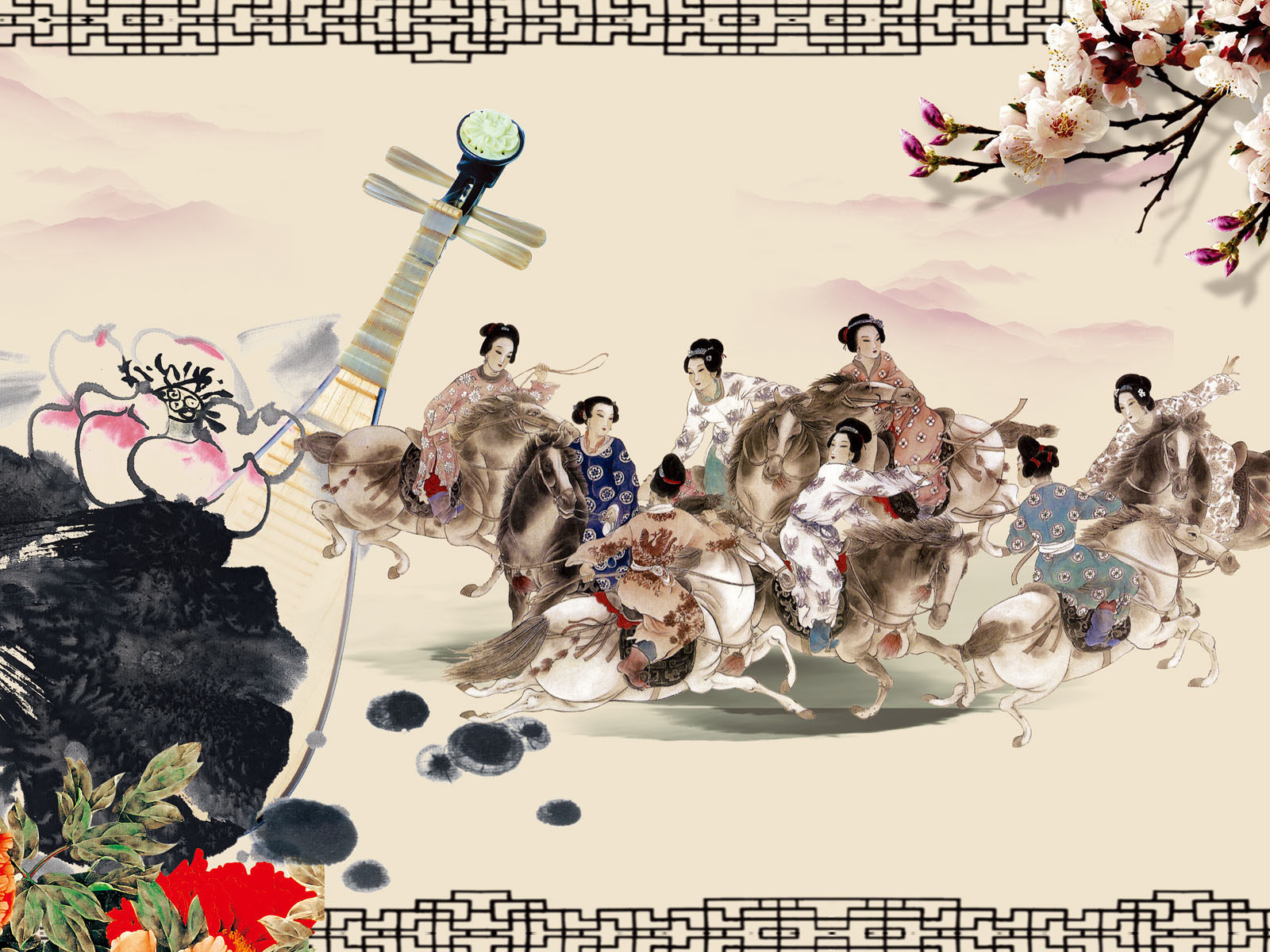 705海报印制海报展板写真喷绘贴纸素材1039国画背景图片zip