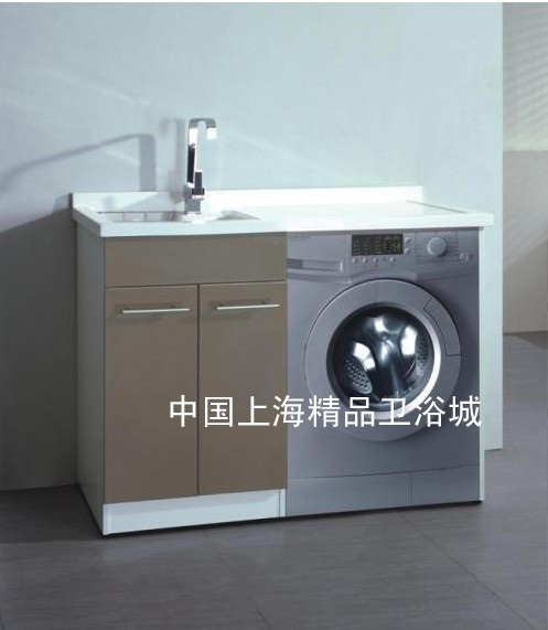 美式橡木阳台滚筒石英石洗衣机柜