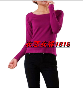 量身定做2017新款时尚纯色女式低领长袖打底衫