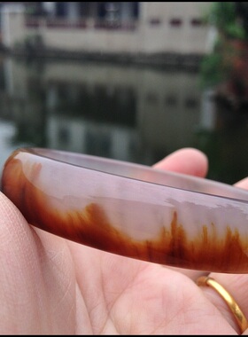 巴西原色无烤纯天然水晶玛瑙手镯复古手环礼物女证书104