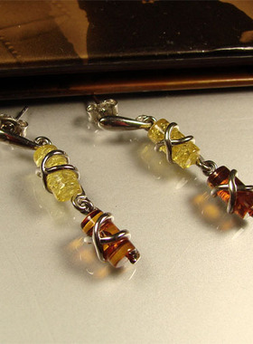 波罗的海波兰天然琥珀925纯银镶嵌ER0210015