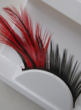 浓密睫毛眼尾红色加长羽毛夸张假睫毛实拍新款舞台彩妆YM44