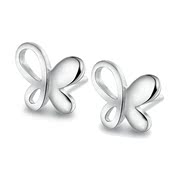 Seven precious tree Butterfly Stud Earrings women''s earrings ear jewelry 925 silver plated Platinum Han Guoyin jewellery jewelry fashion