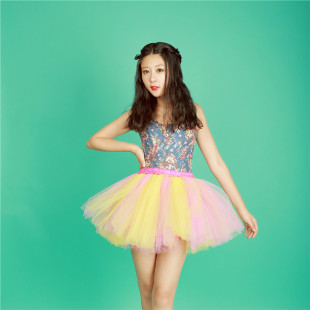 萝衣记lyj1408定做春季 彩色撞色半身纱裙拍照演出跳舞蓬蓬裙 新款
