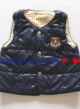 春秋装童装童泰薄棉马甲男女丝绵开衫婴儿加厚背心宝宝棉坎肩蓝色