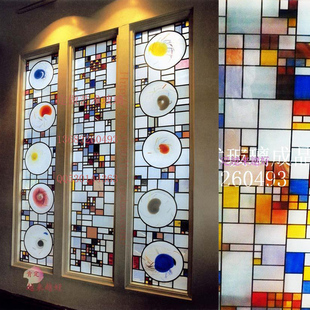 定做Tiffany钢化艺术玻璃玄关隔断柜门芯屏风吊顶灯天花 五彩缤纷