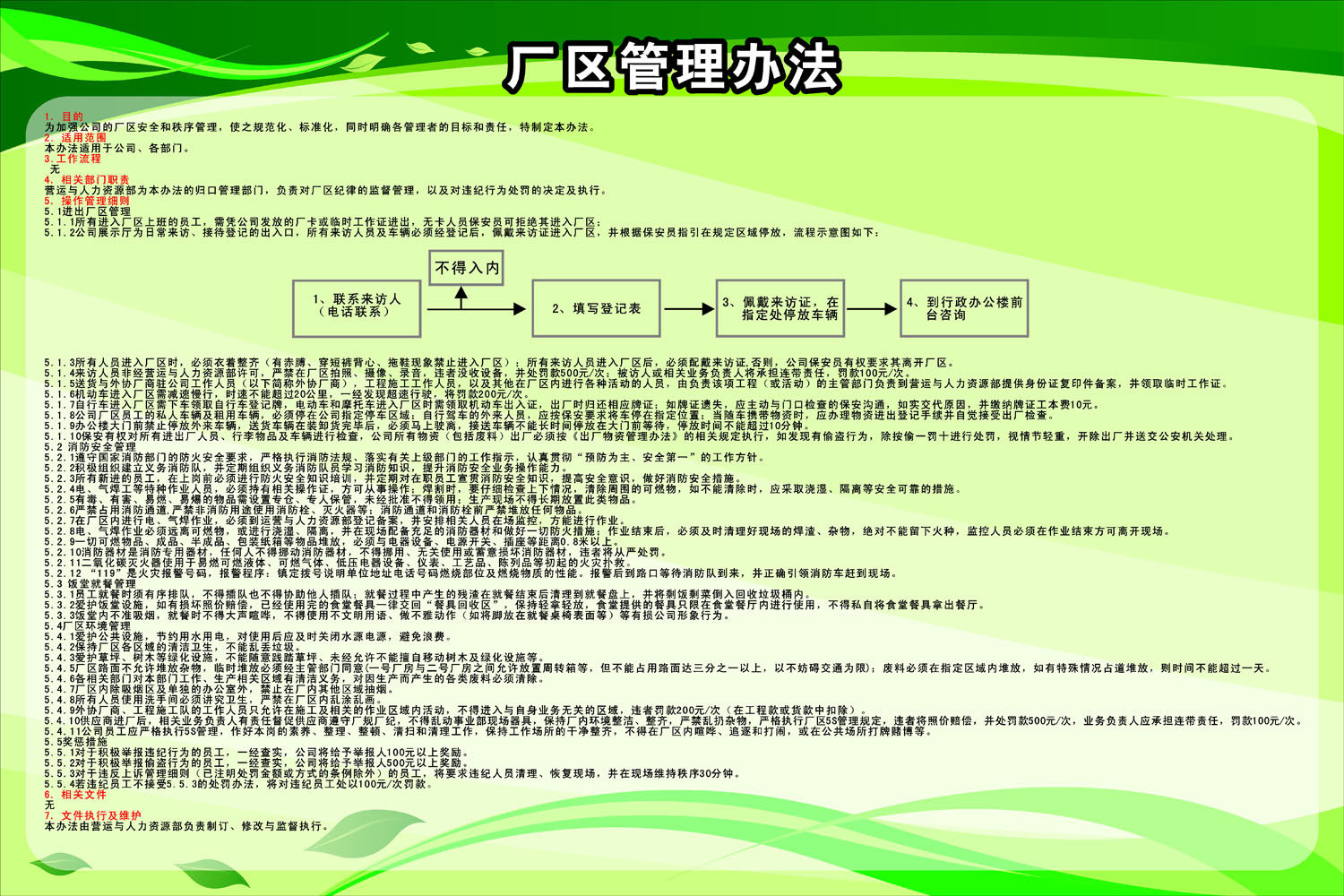 海报印制664展板素材56企业公司工厂区管理办法规章制度