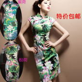 日常旗袍 中式 改良显瘦修身 2022夏季 包邮 弹力棉麻大码 连衣裙 新款