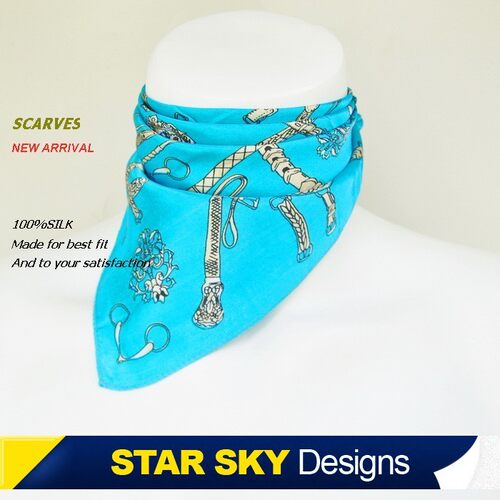 星曌●韩版时尚马链纹女士丝巾小方巾白领三角巾SJ1779 - 封面