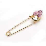 Package mail smiling Korean version of alloy rhinestone brooch women''s high-end fashion peach heart brooch pin jewelry clasp