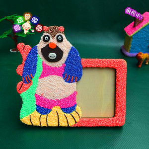 熊大相框白胚木制雪花泥珍珠泥超轻粘土彩绘儿童手工diy益智玩具