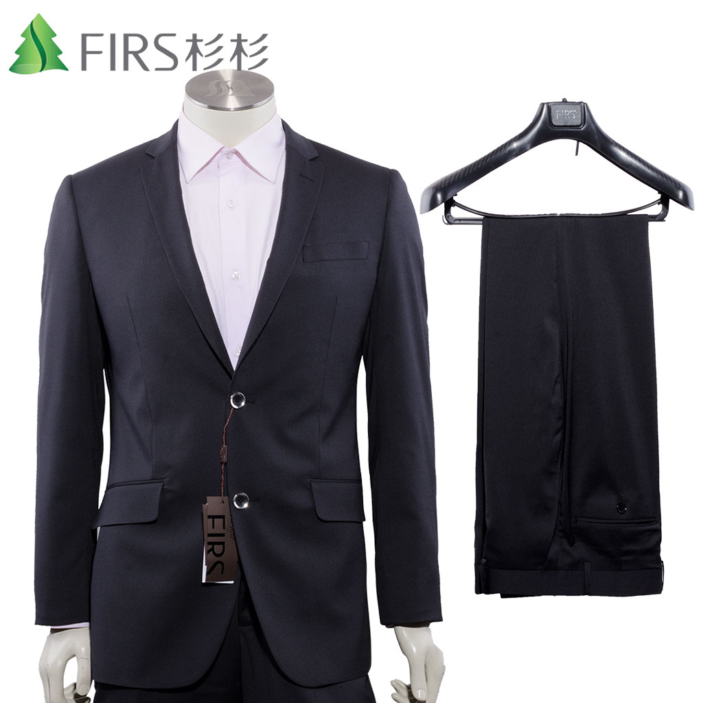 firs/杉杉 品牌时尚都市规则领型平驳领两粒单排扣修身西服套装