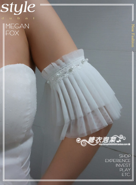 臂饰珍珠新娘乳白色臂环蕾丝