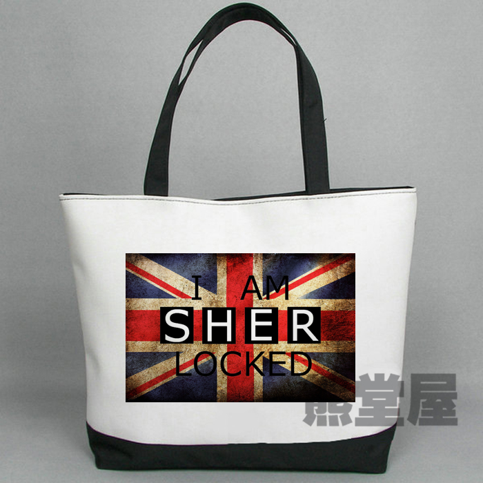 手提帆布包神探夏洛克IAMSHERLOCKED福尔摩斯英国国旗福华生卷福