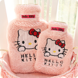 hellokitty毛绒热水袋充水暖手宝可爱卡通橡胶防爆加厚内胆暖水袋
