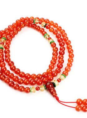 手链黄水晶天然红玛瑙佛珠手链