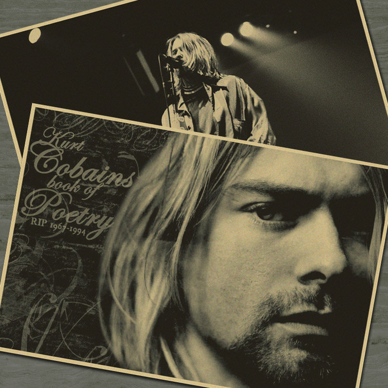 柯本涅槃乐队主唱 怀旧复古牛皮纸经典电影摇滚海报 装饰贴挂画芯