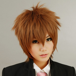 COSPLAY假发 家庭教师 泽田纲吉 棕色反翘 cos 假发