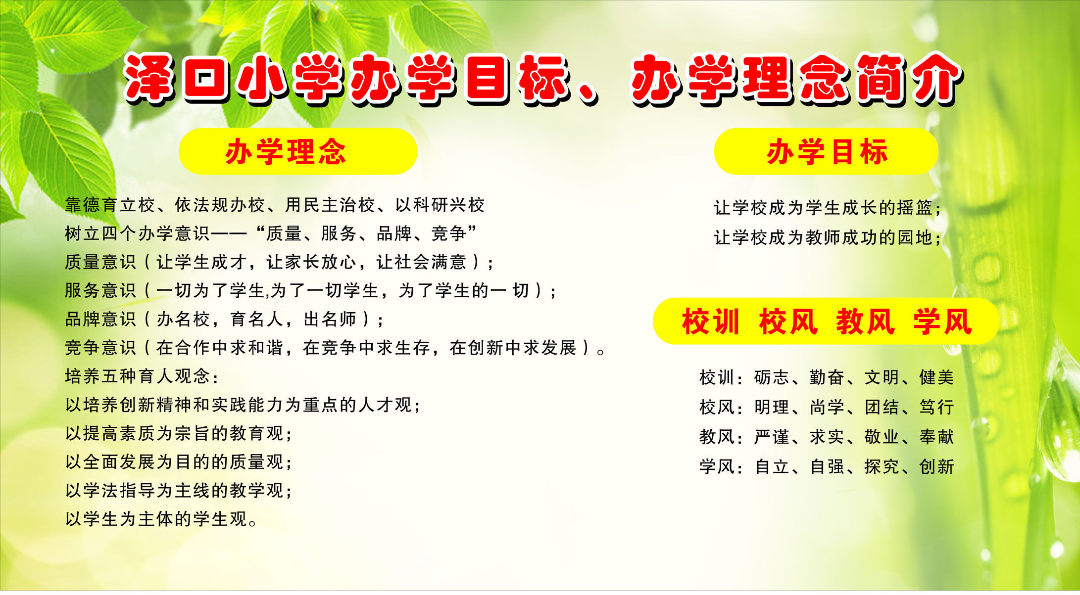592海报印制海报展板素材29小学校办学目标理念简介