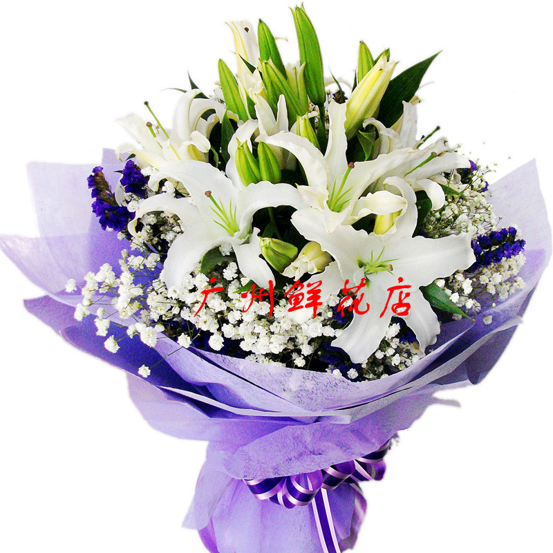 36朵白百合鲜花束广州鲜花速递生日聚会狂欢送朋友