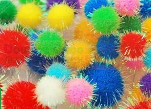 美术手工馆20颗/包彩色金葱绒球diy美劳幼教玩具配件低价满件包邮