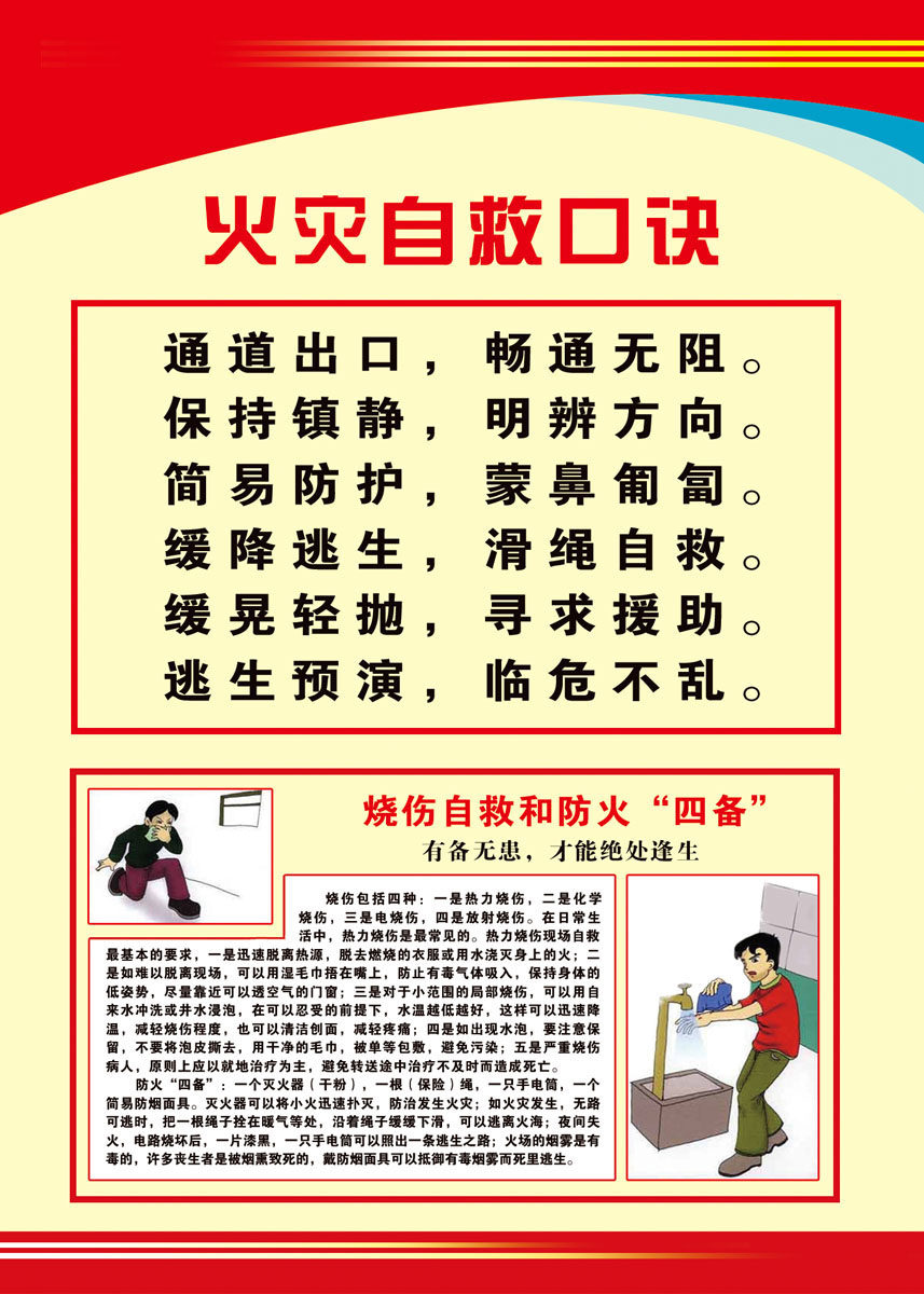 海报印制523设计展板素材112商场消防火灾自救口诀定制