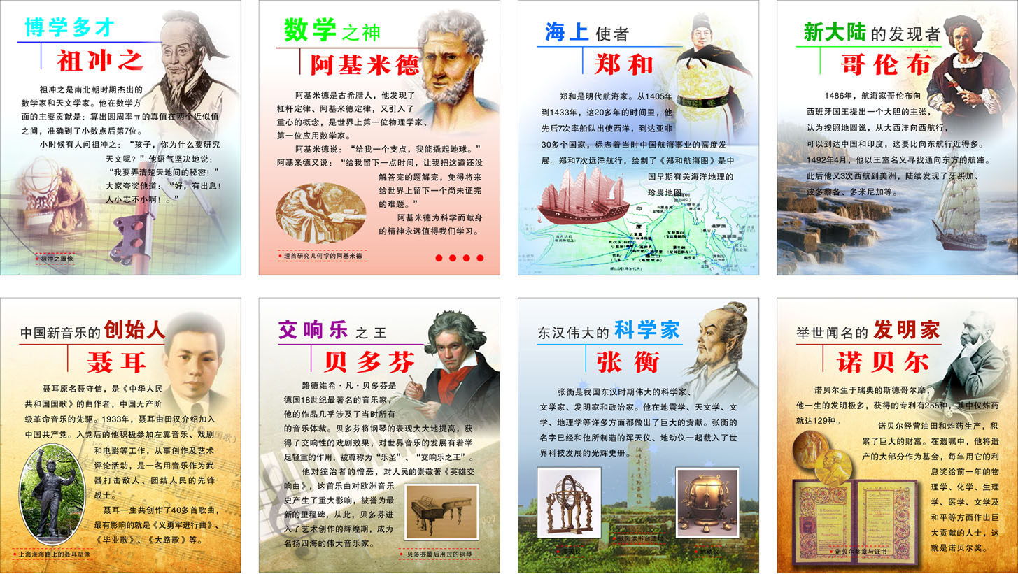 618海报印制海报展板素材773科学家介绍名人校园文化
